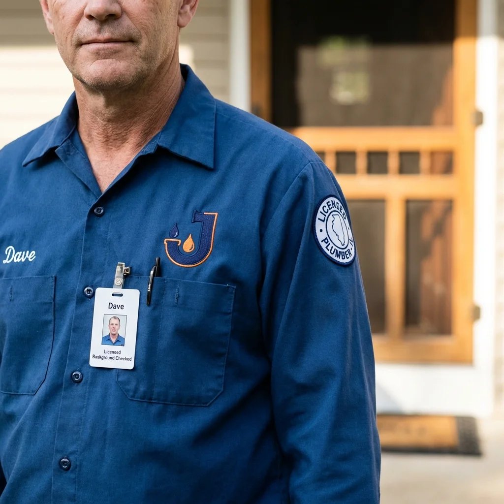Licensed plumber showing ID badge in Brush, CO