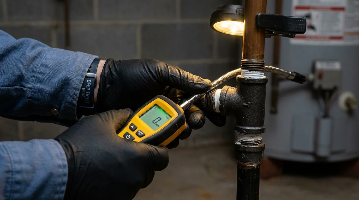 Gas leak detection with electronic sniffer by Johns Plumbing LLC in Brush