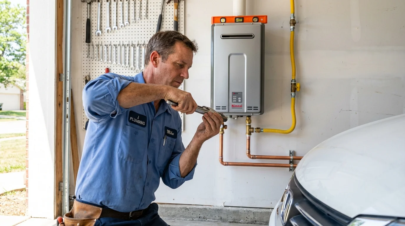Tankless water heater installation by a Johns Plumbing LLC plumber in Brush